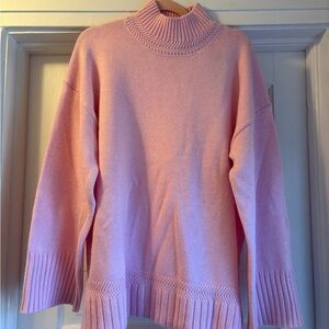 Tahari Pastel Pink Ribbed Turtleneck Sweater